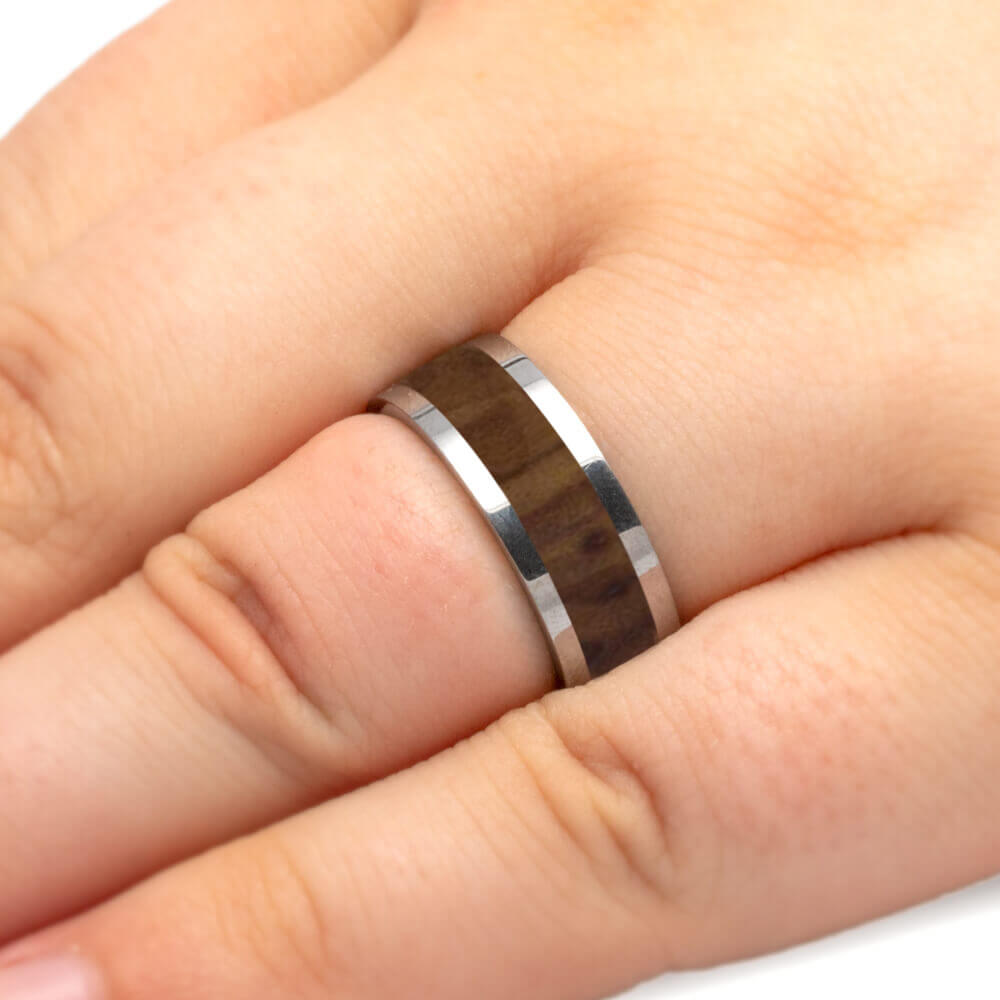 Simple Wood Men's Wedding Band, Titanium or Solid Gold-1244 - Jewelry by Johan