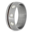 Ipe Wood Wedding Band With Diamonds, Brushed Titanium Ring-2374 - Jewelry by Johan