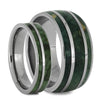 His & Hers Wood Rings Set, Green Wedding Band Set