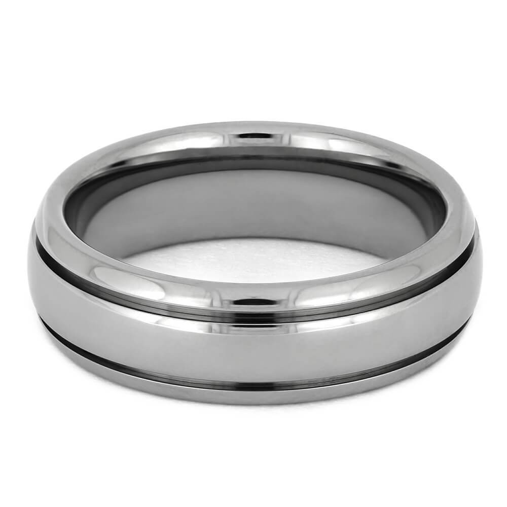 Titanium Wedding Band with Grooved Pinstripes-1354 - Jewelry by Johan
