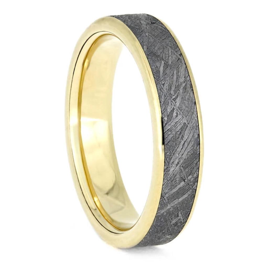 Solid Gold Meteorite Wedding Band, 5mm Band