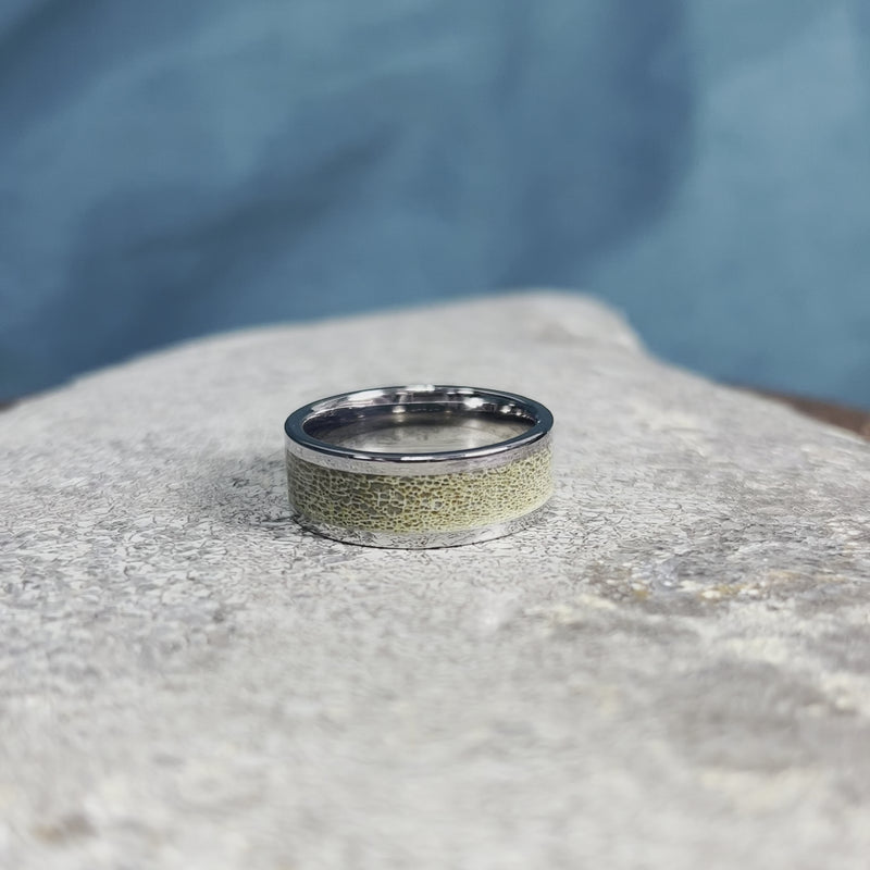 Gold Deer Antler Wedding Band in Titanium