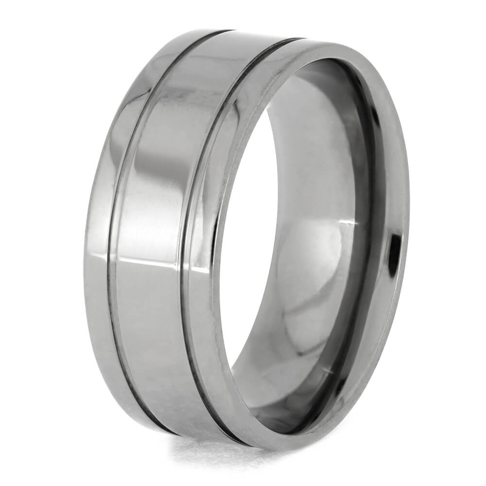 Titanium Ring with Two Pinstripe Grooves-1406 - Jewelry by Johan