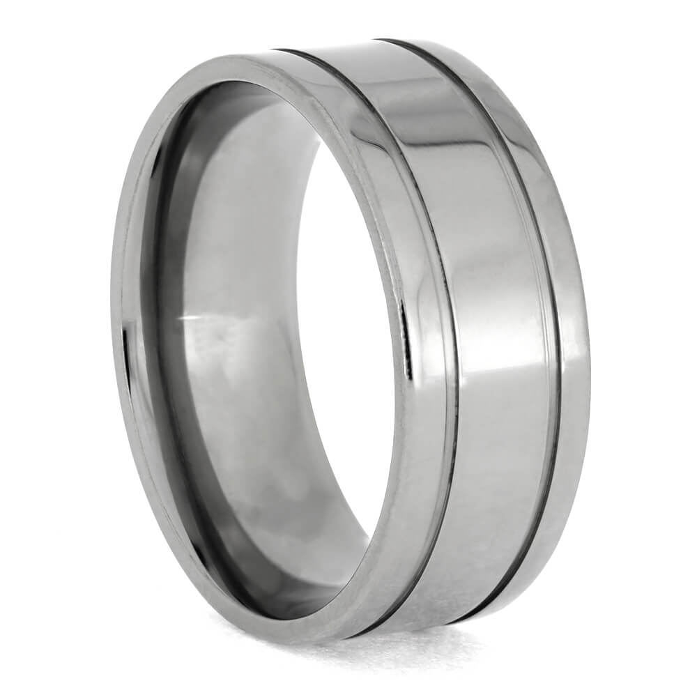 Titanium Ring with Two Pinstripe Grooves-1406 - Jewelry by Johan