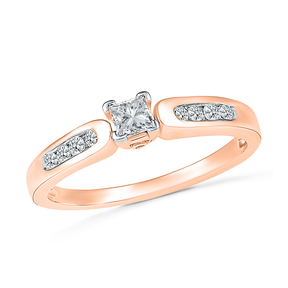 Princess Cut Diamond Engagement Ring With Accented Band