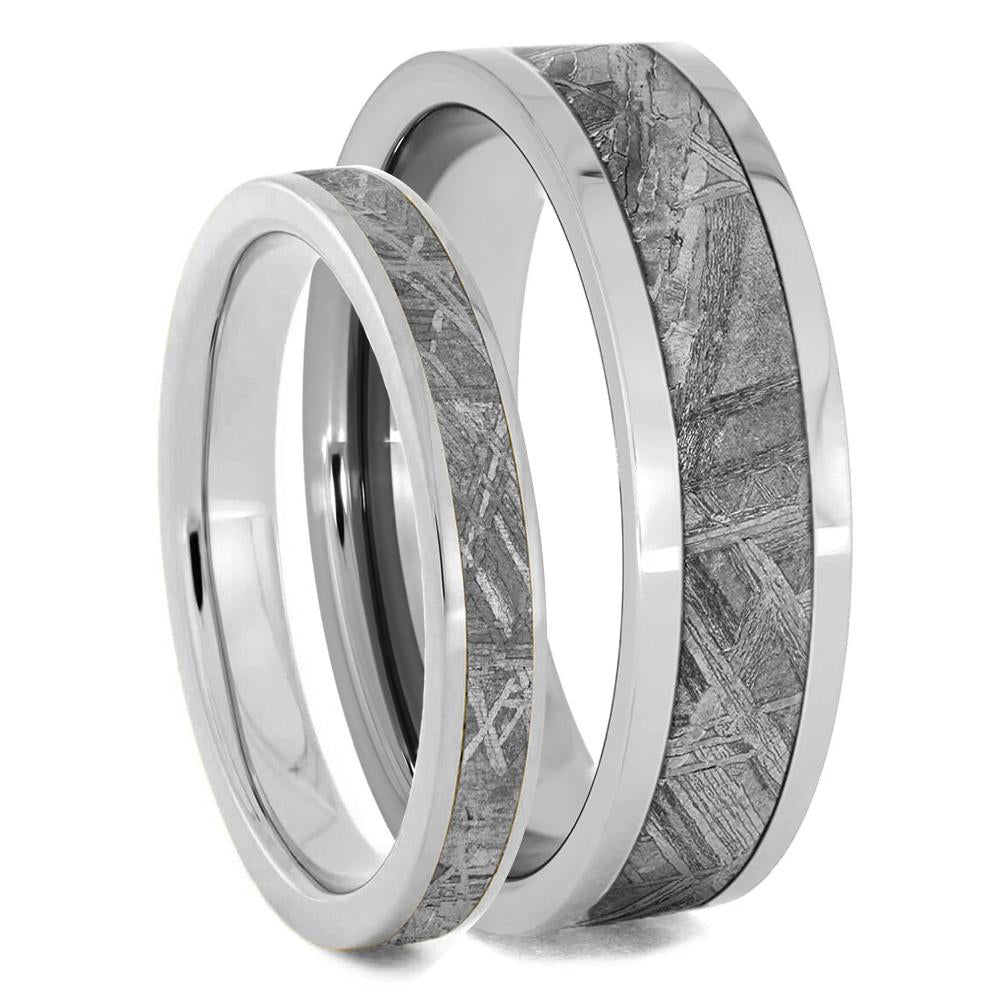 His & Hers Titanium Meteorite Wedding Band Set - Jewelry by Johan