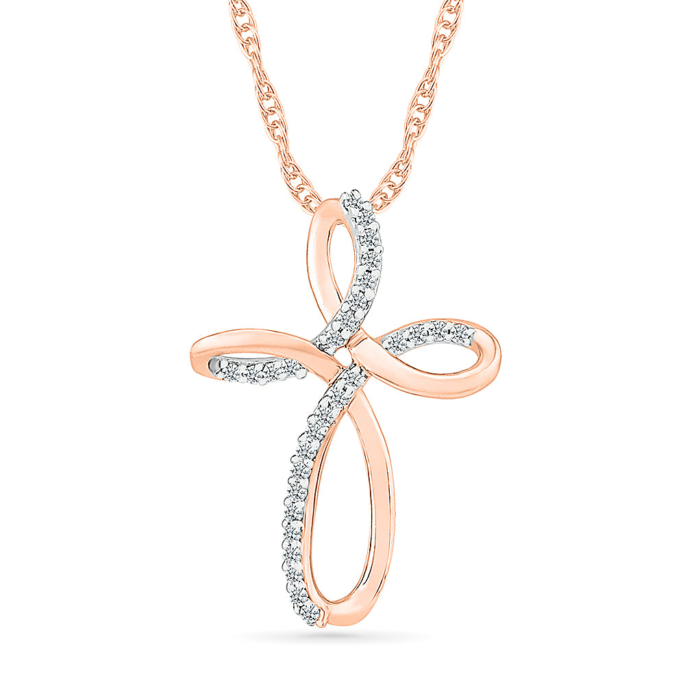 Rose Gold & Diamond Cross Necklace