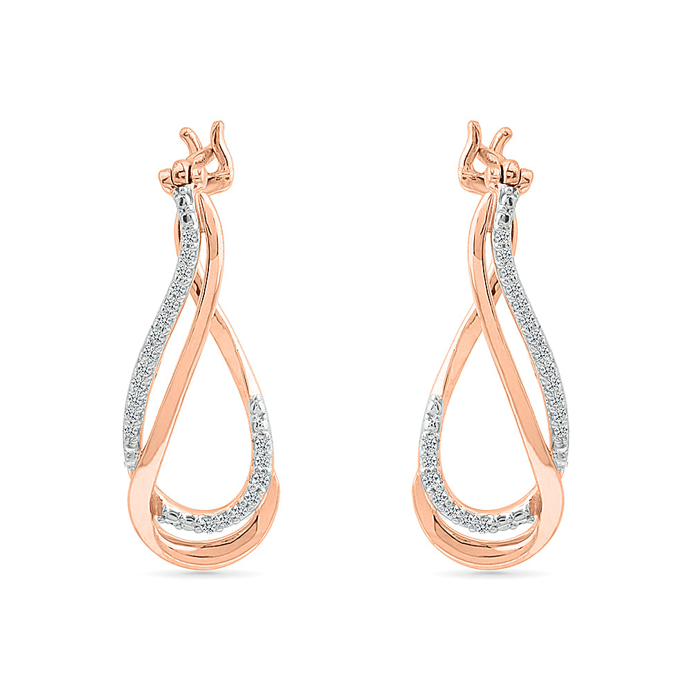 Unique Rose Gold & Diamond Dangle Earrings