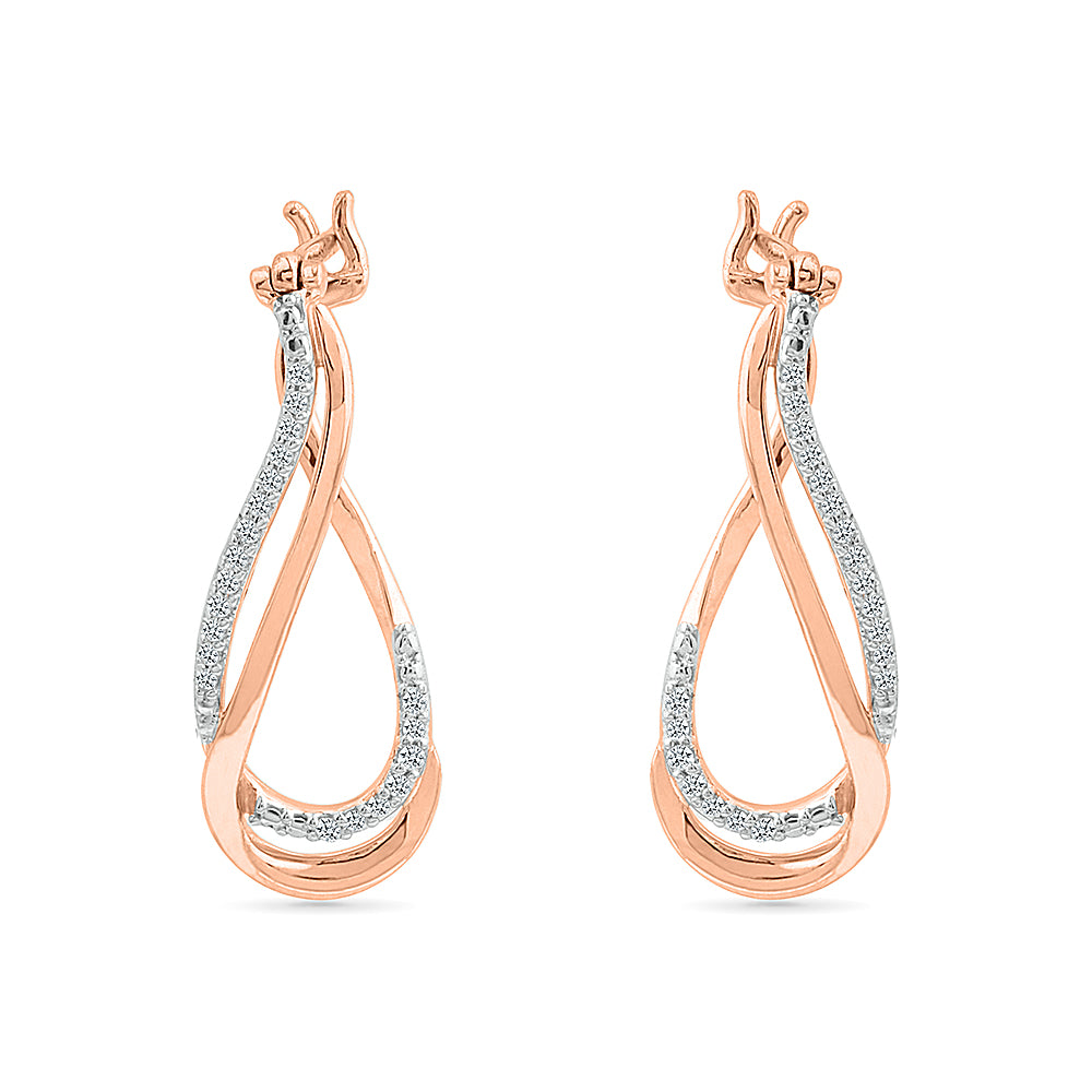 Unique Rose Gold & Diamond Dangle Earrings