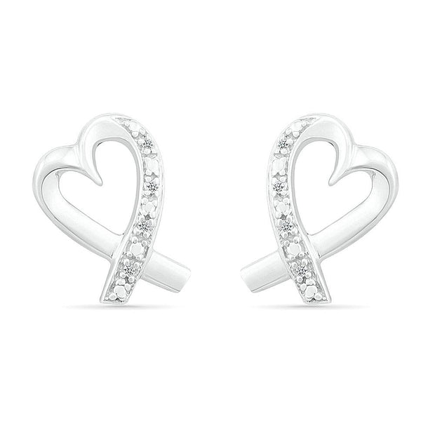Heart Ribbon Stud Earrings, Stand Up to Cancer Jewelry
