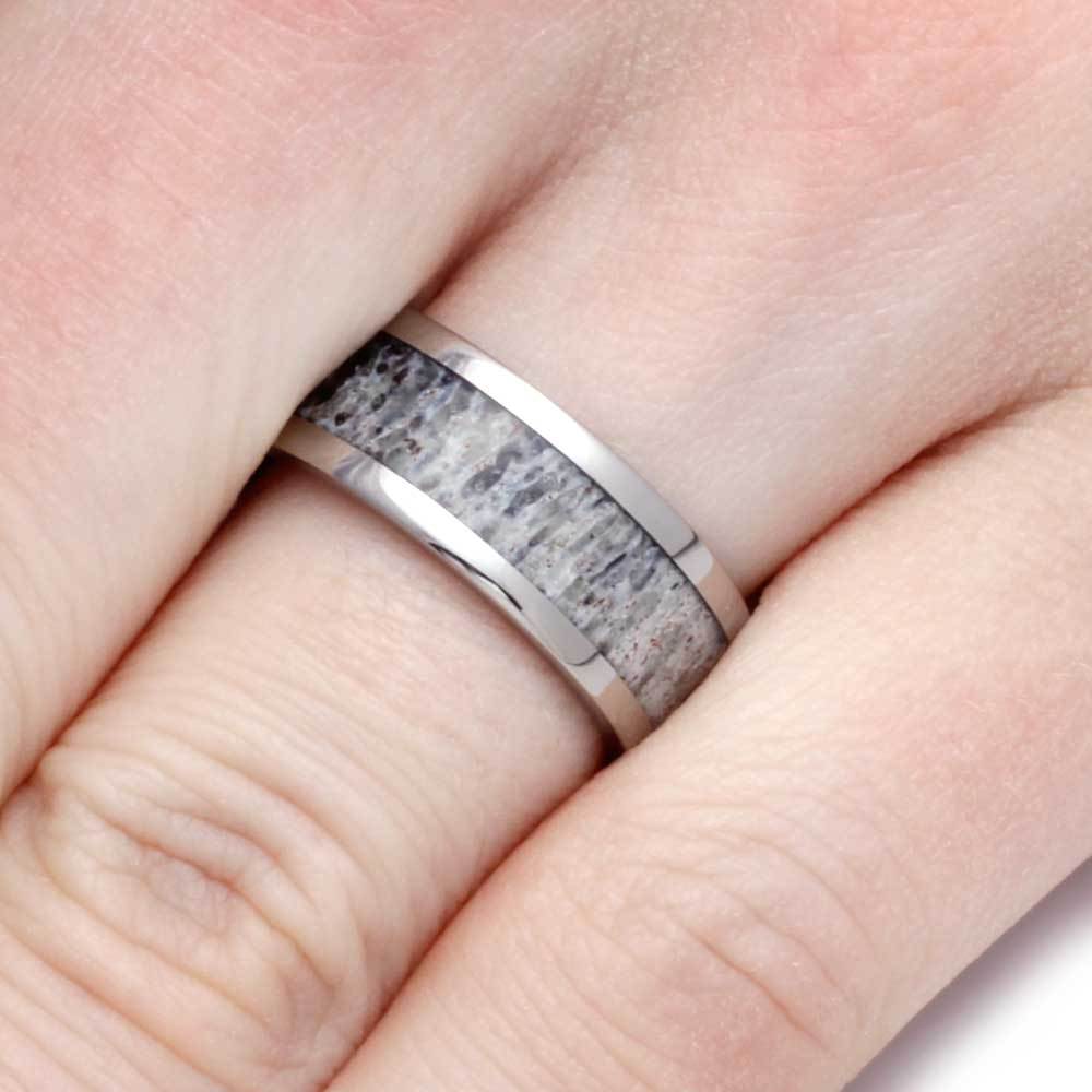 Custom Titanium Ring With Deer Antler Inlay-1492 - Jewelry by Johan