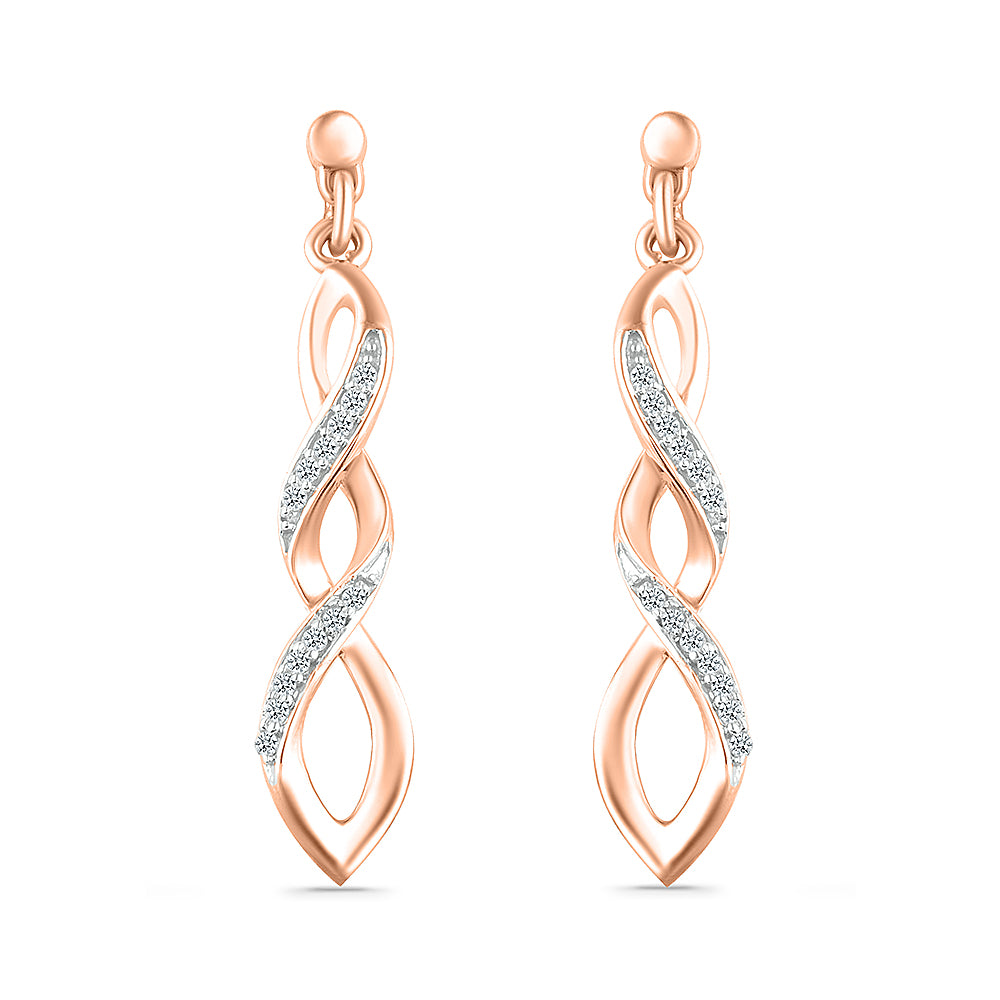 Rose Gold Diamond Accented Dangle Earrings