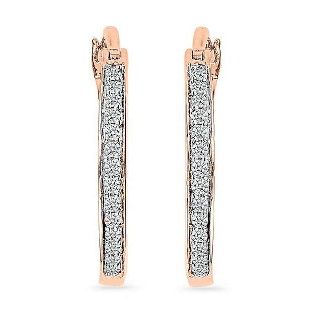 Rose Gold Diamond Hoop Earrings
