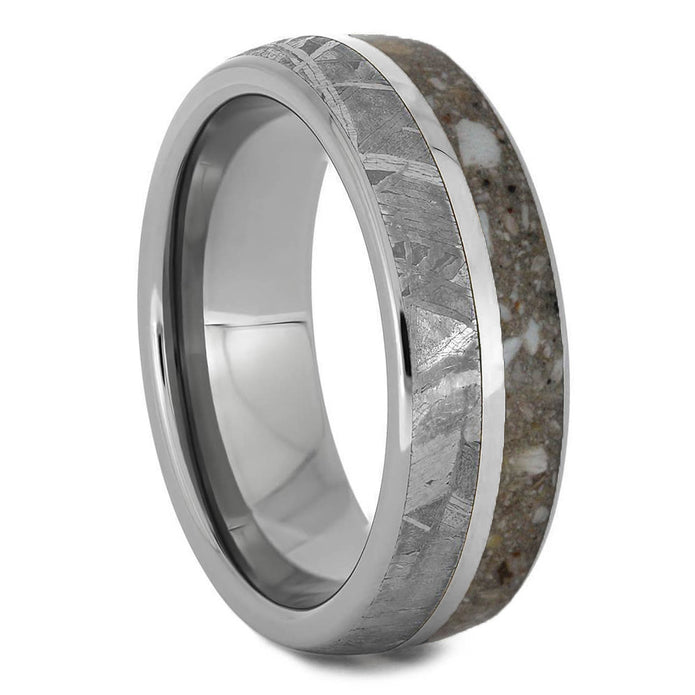 Titanium Cremation Ring With Meteorite-1522 - Jewelry by Johan