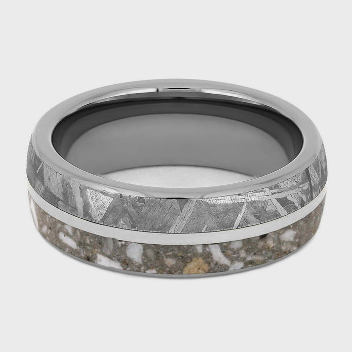Titanium Cremation Ring With Meteorite-1522 - Jewelry by Johan