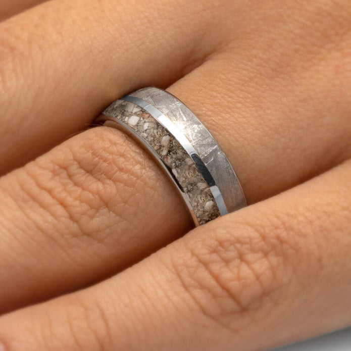 Titanium Cremation Ring With Meteorite-1522 - Jewelry by Johan