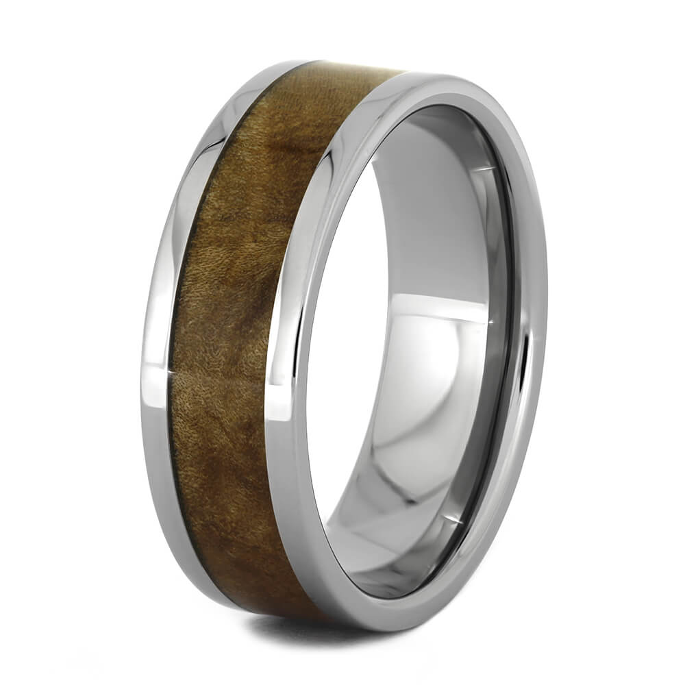Black Ash Burl Wood Men's Wedding Band in Titanium-1523 - Jewelry by Johan