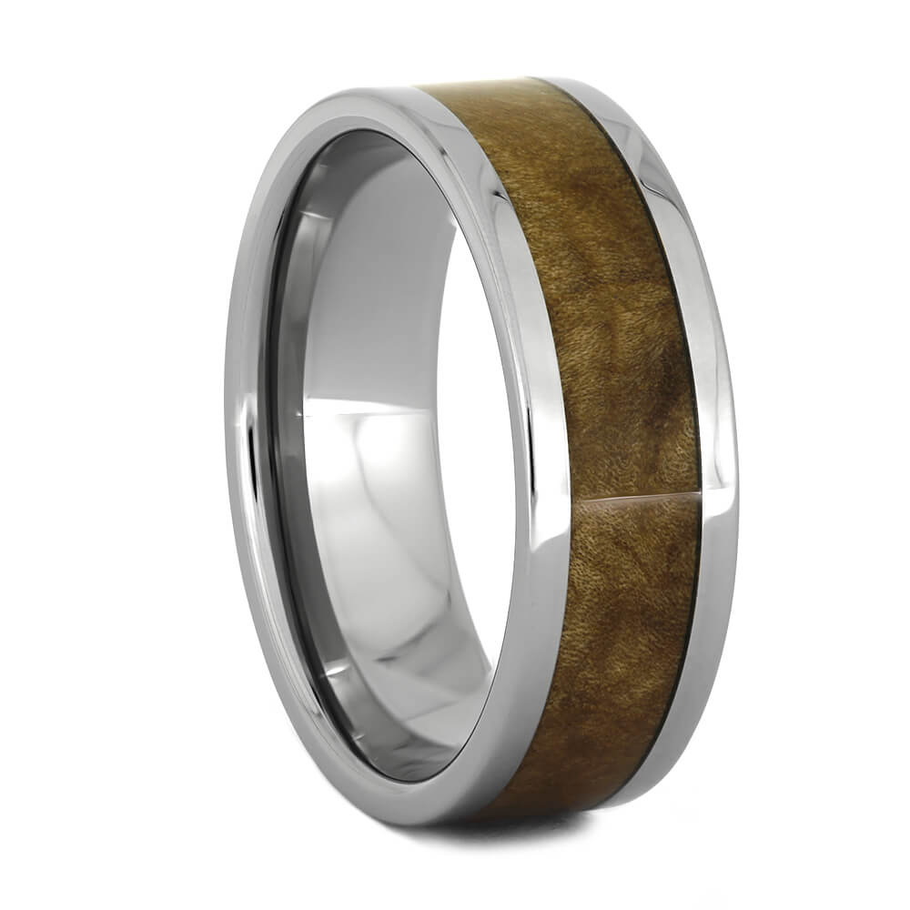 Black Ash Burl Wood Men's Wedding Band in Titanium-1523 - Jewelry by Johan