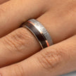 Meteorite Ring With Dino Bone and Rose Gold Pinstripe-1551RG - Jewelry by Johan