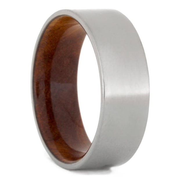Titanium Wedding Band With Sindora Wood Inside