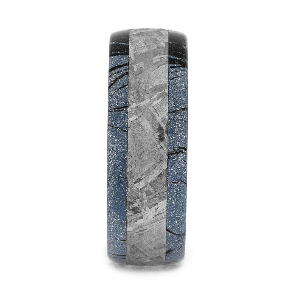 Mens Mokume Ring With Meteorite Band, Cobaltium Mokume-1596 - Jewelry by Johan