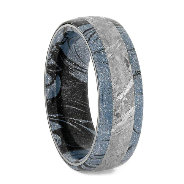 Mens Mokume Ring With Meteorite Band, Cobaltium Mokume-1596 - Jewelry by Johan