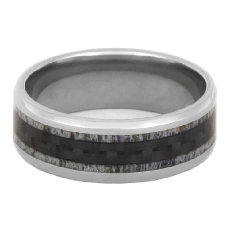 Carbon Fiber Ring with Deer Antler in Titanium-2925 - Jewelry by Johan