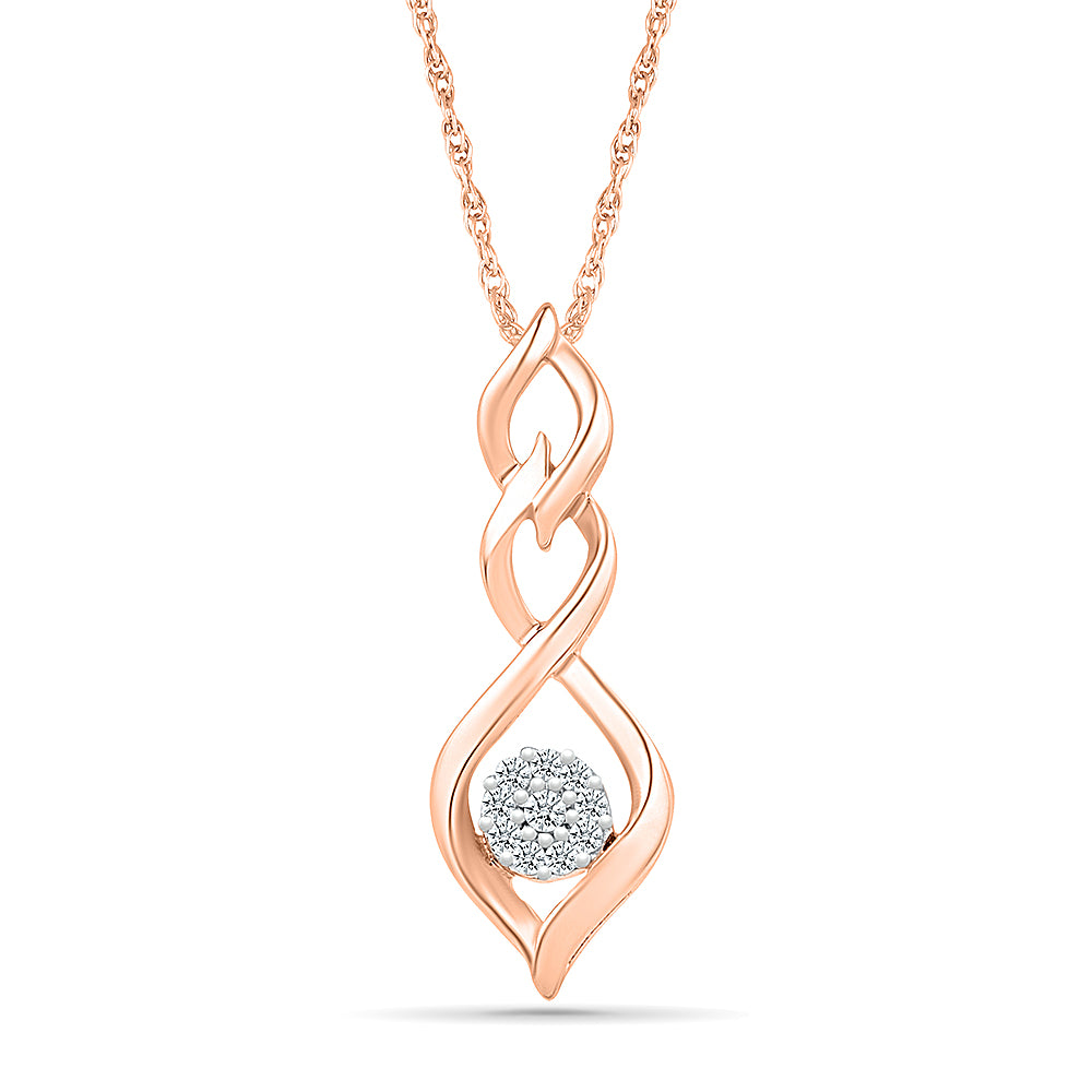 Twisting Necklace With Diamond Cluster