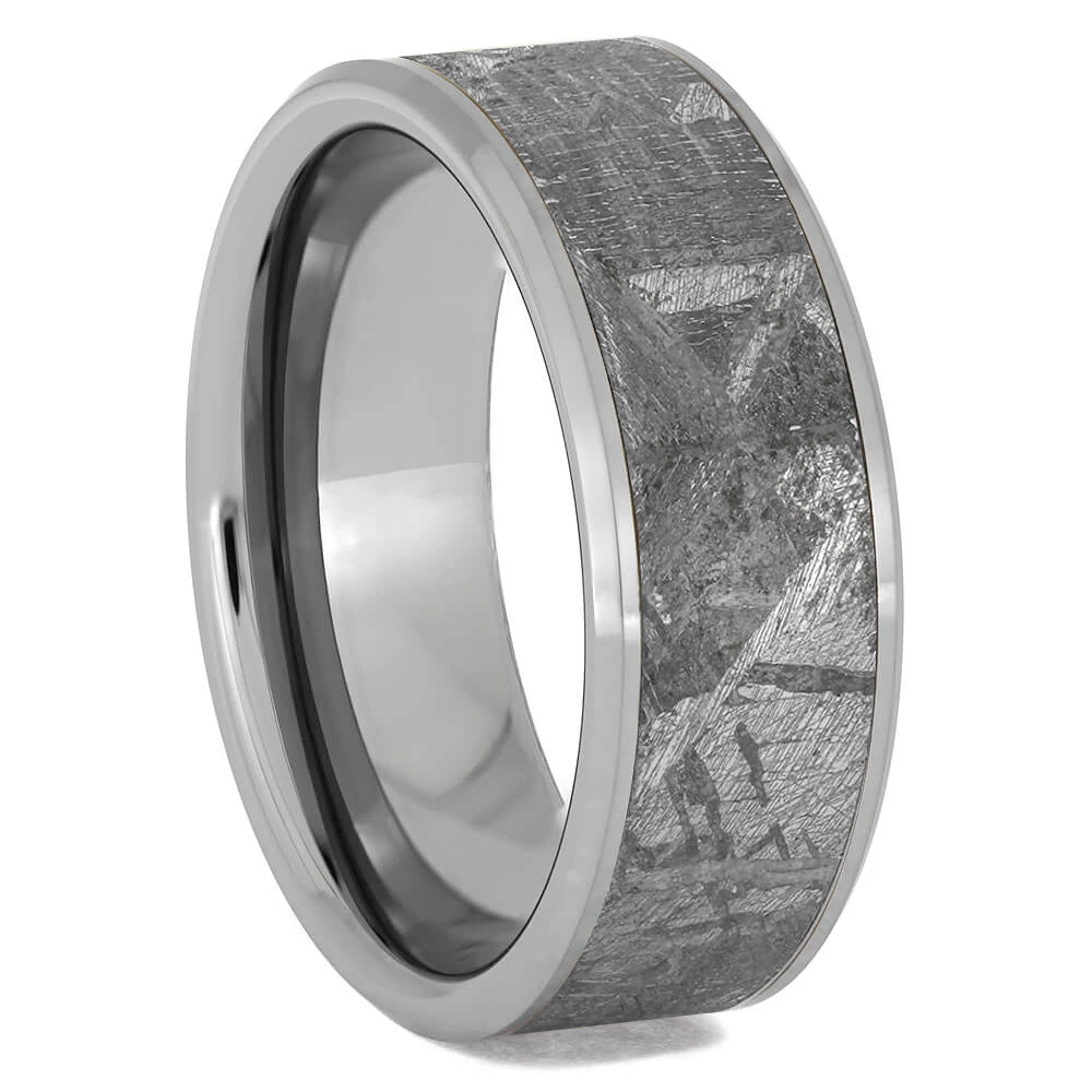 Tungsten Wedding Band with Gibeon Meteorite Inlay - Jewelry by Johan