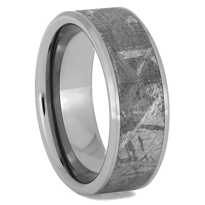Tungsten Wedding Band with Gibeon Meteorite Inlay - Jewelry by Johan