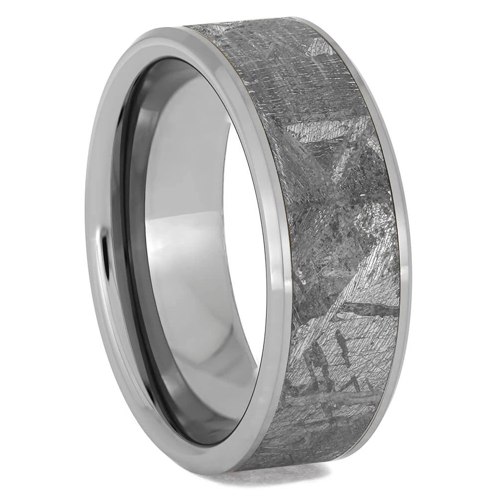 Tungsten Wedding Band with Gibeon Meteorite Inlay - Jewelry by Johan