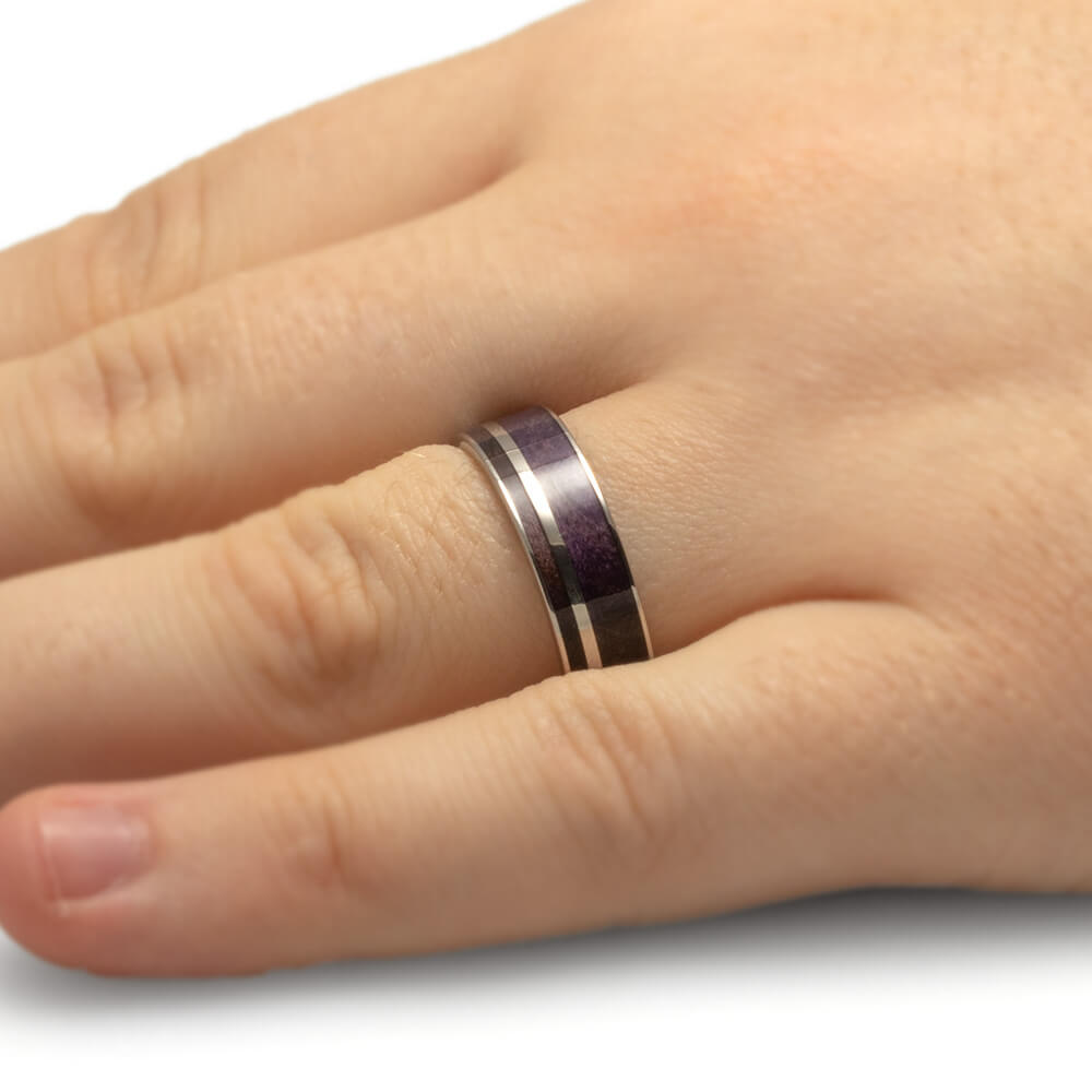 Purple Box Elder Burl Wedding Band