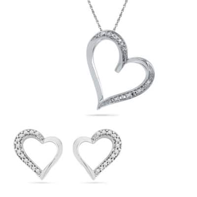 Double Heart-shaped Necklace & Earrings Set. - Etsy | Heart shaped pendant  necklace, Heart shaped necklace, Necklace earring set