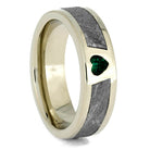 White Gold Ring with Heart Shaped Emerald and Meteorite-1701 - Jewelry by Johan