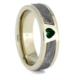 White Gold Ring with Heart Shaped Emerald and Meteorite-1701 - Jewelry by Johan