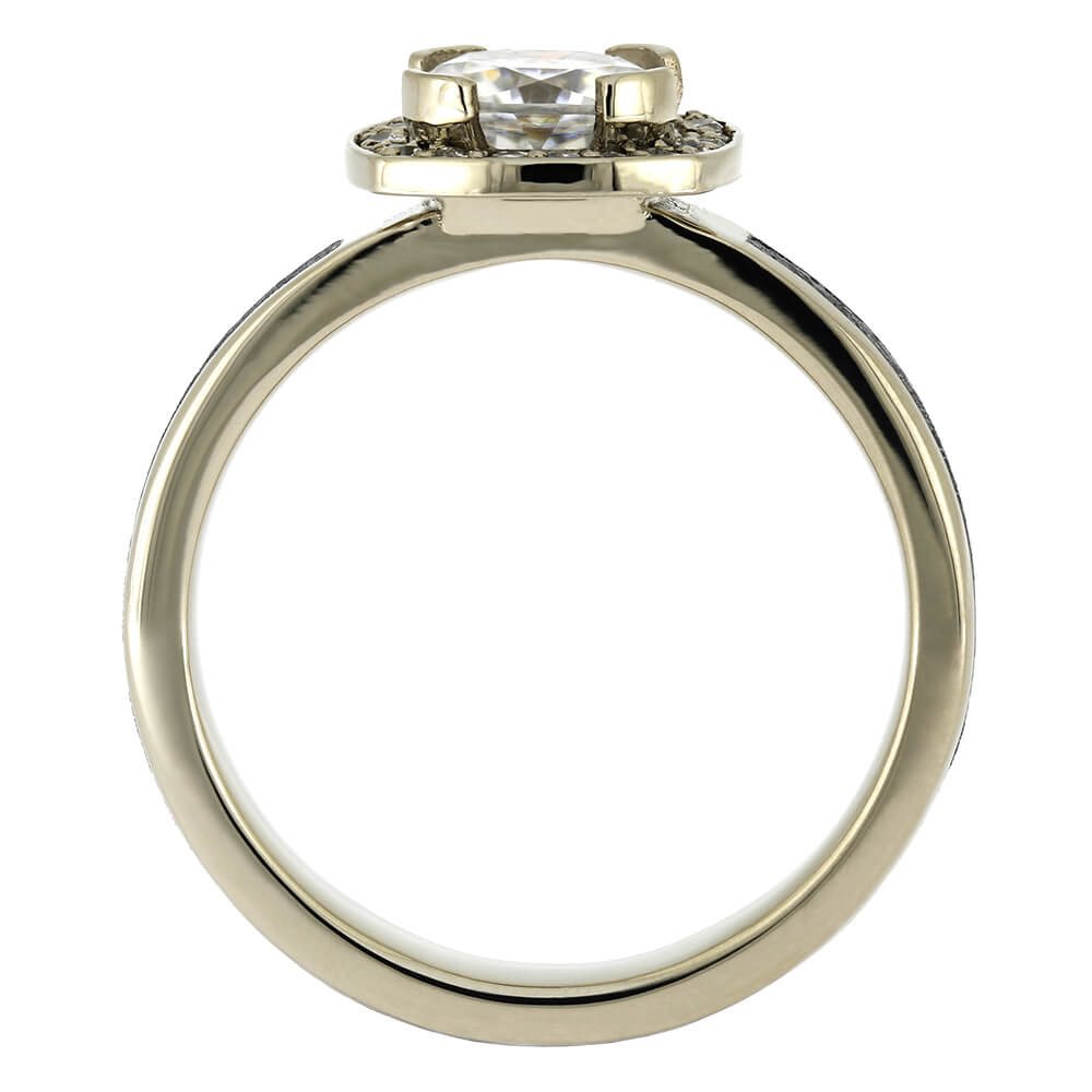 White Gold Engagement Rings with Meteorite