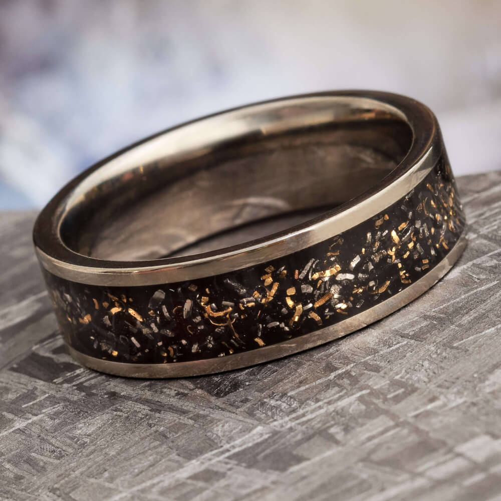 Black Stardust Wedding Band