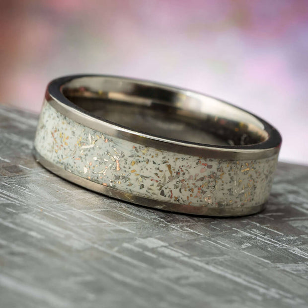 White Stardust Wedding Band