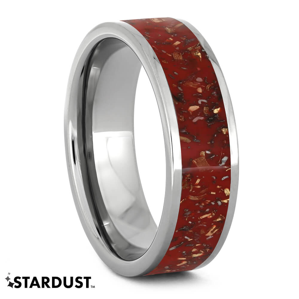 Red Stardust™ Men's Wedding Band In Titanium-1707 - Jewelry by Johan