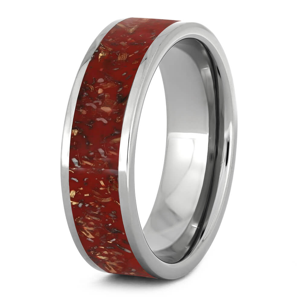 Red Stardust™ Men's Wedding Band In Titanium-1707 - Jewelry by Johan