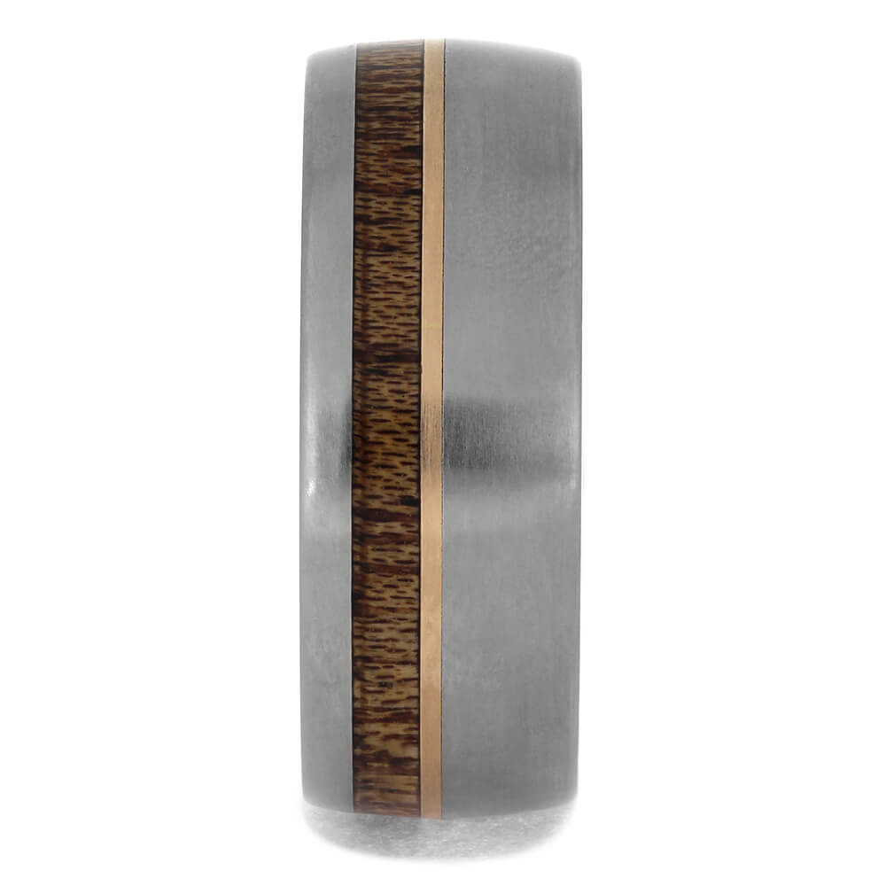 Men's Ironwood Wedding Band with Rose Gold