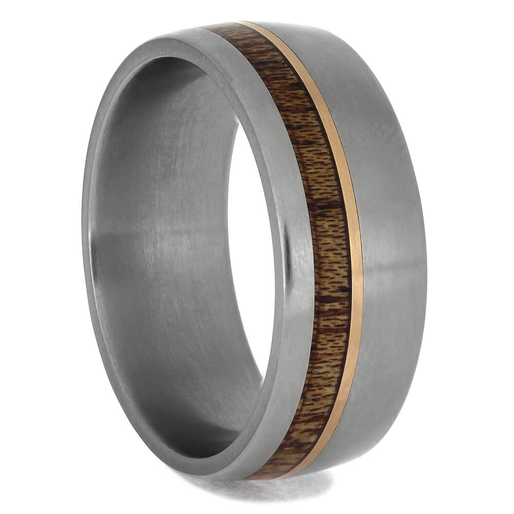 Titanium and Wood Wedding Band for Men