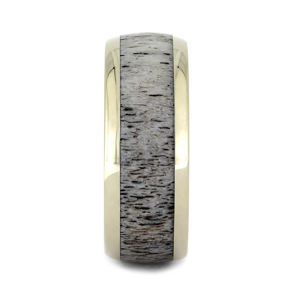 White Gold Ring With Deer Antler Inlay-1716 - Jewelry by Johan