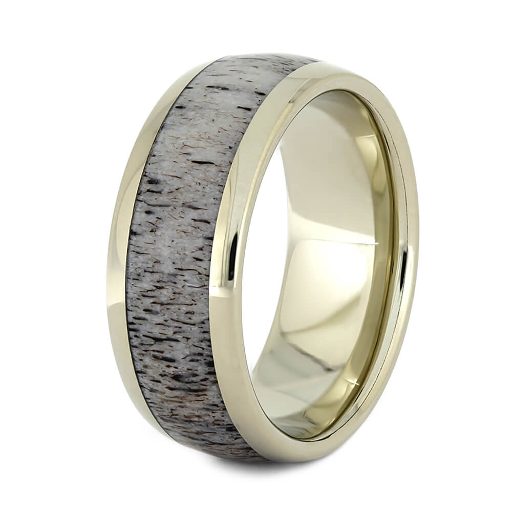 White Gold Ring With Deer Antler Inlay-1716 - Jewelry by Johan