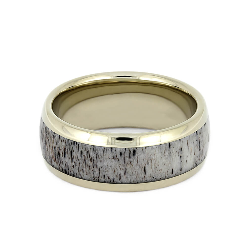 White Gold Ring With Deer Antler Inlay-1716 - Jewelry by Johan