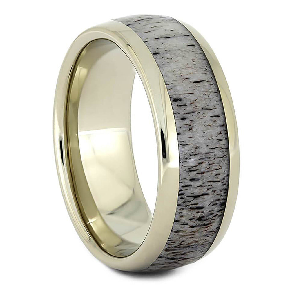 White Gold Ring With Deer Antler Inlay-1716 - Jewelry by Johan