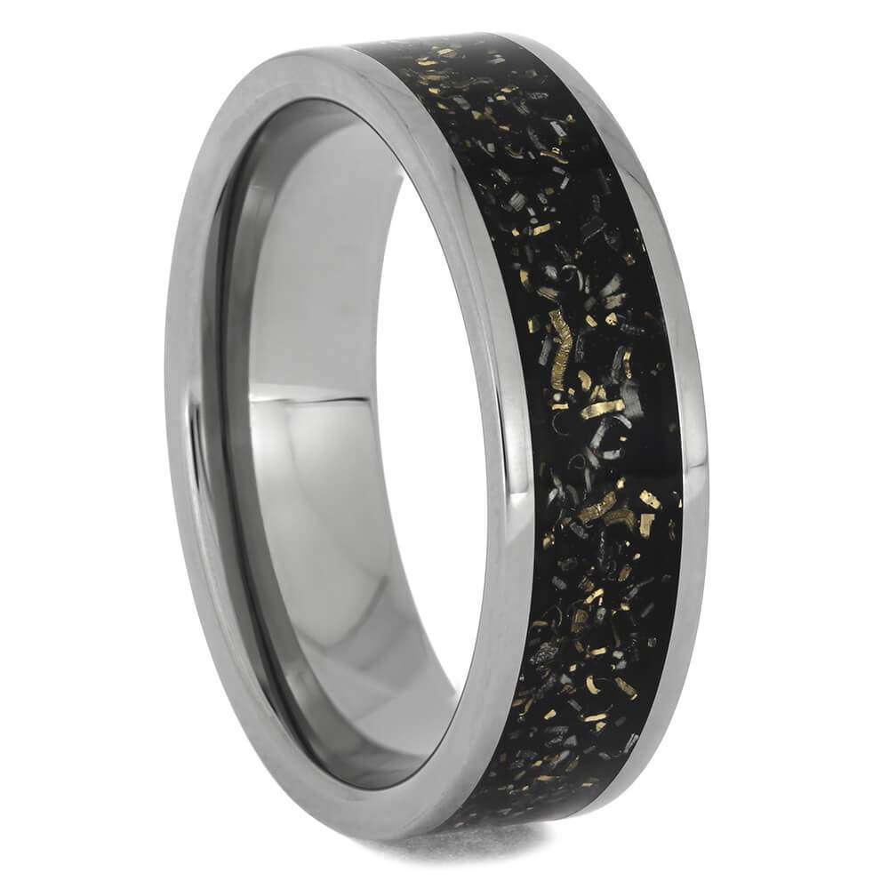 Stardust™ Wedding Band, Titanium Meteorite Ring - Jewelry by Johan