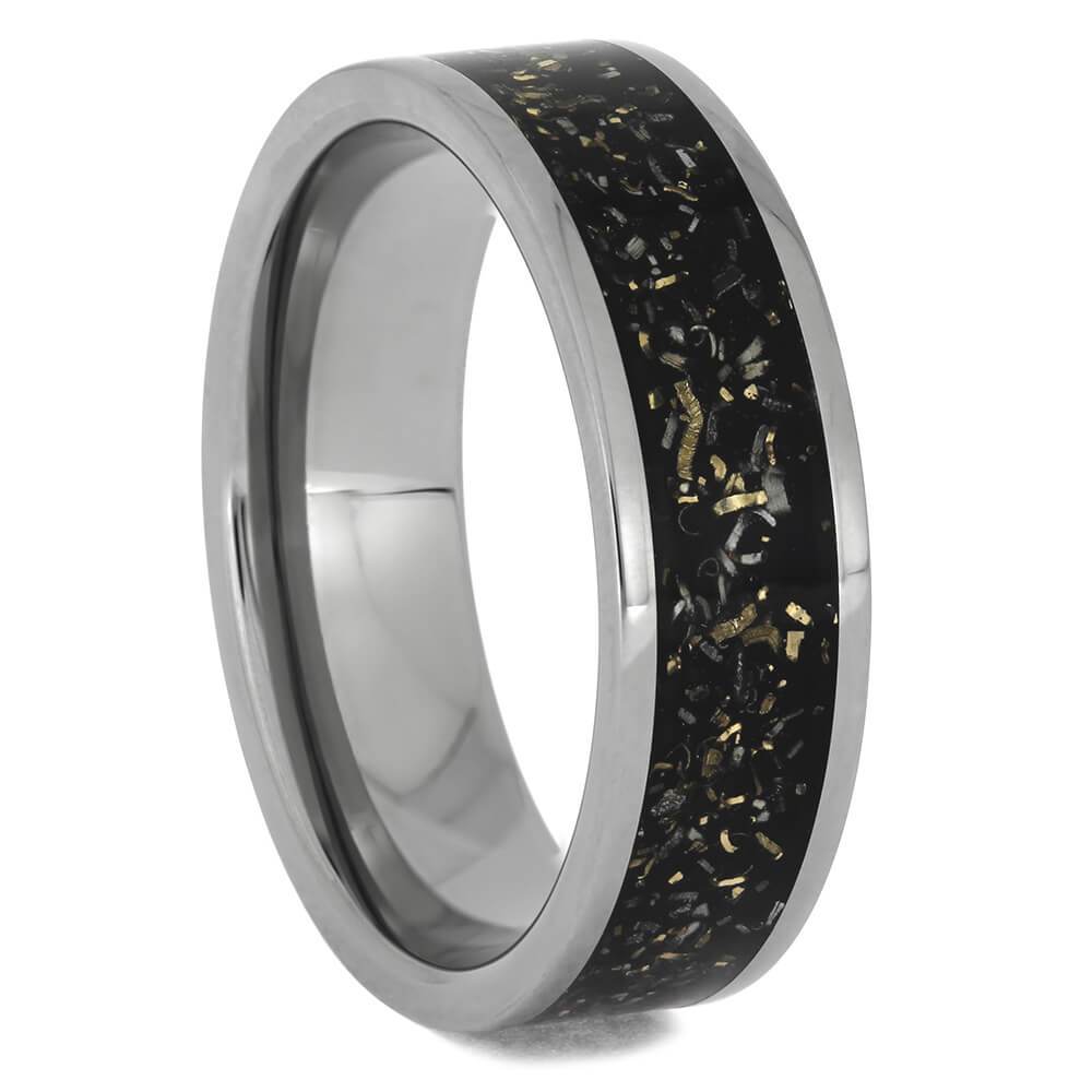 Black & White Stardust™ Titanium Wedding Band Set - Jewelry by Johan