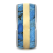 Titanium Wedding Band With Turquoise And Yellow Gold Inlay-1719 - Jewelry by Johan