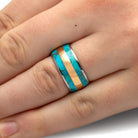Titanium Wedding Band With Turquoise And Yellow Gold Inlay-1719 - Jewelry by Johan